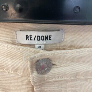 Re/Done Straight Cropped Jeans Frayed Bottoms Size 30 Button Fly